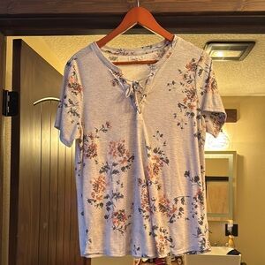 Floral Print Women's Top - Gray